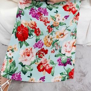 Mint Floral Off Shoulder Dress